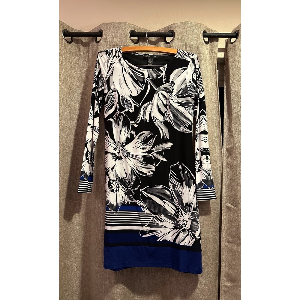 Like New INC Women's Floral Black and Blue Dress
